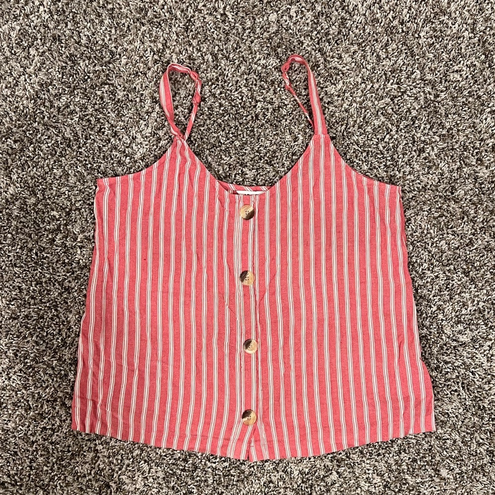 Women’s striped button tank top